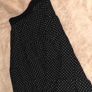 Long black and white polka dots skirt